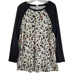 Sunshine & Rodeo Women's Leopard Waffle Knit Sleeve Blouse Size 2XL 122621-0419